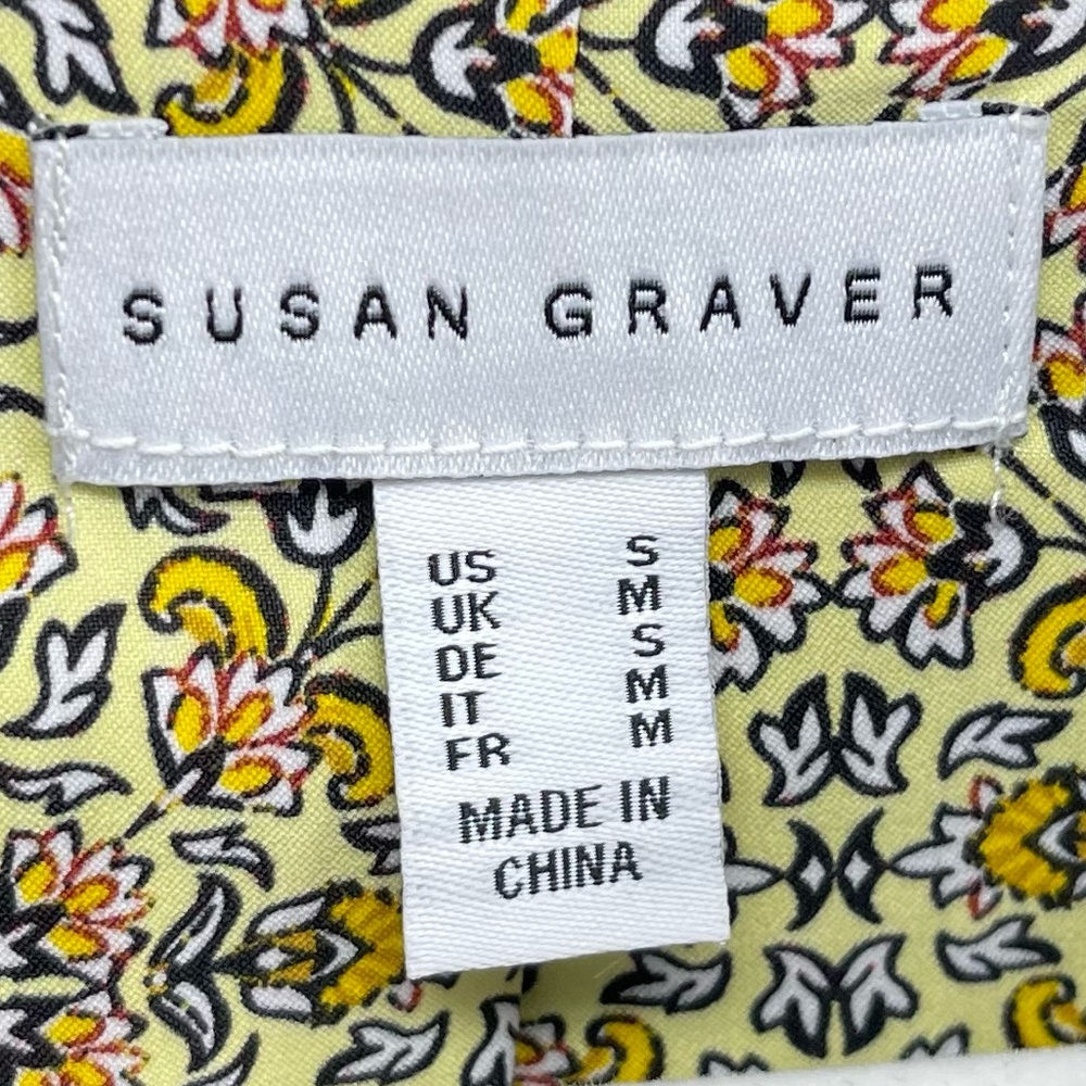 Susan Graver Bird Floral Print Bomber Jacket in Black/Yellow, Women's Small - Picture 7 of 8